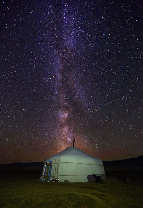 Beautiful of Milky way over yurt in Western Mongolia